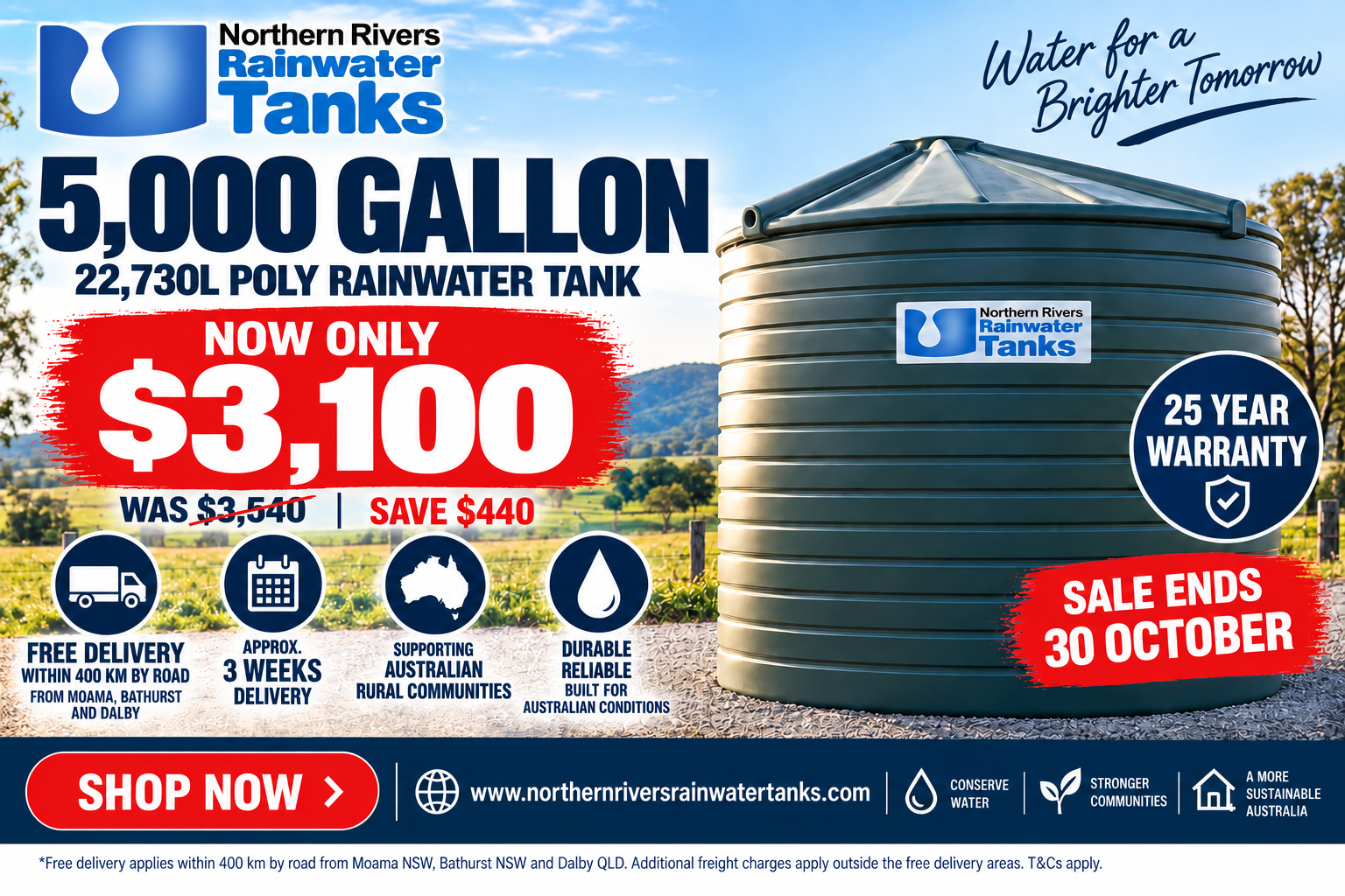 5,000 Gallon Water Tank Sale