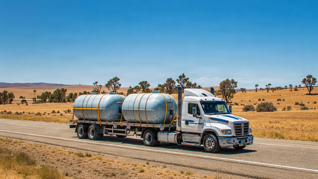 NRR Tanks delivery truck on a rural NSW highway